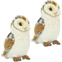 Semo 2x stuks pluche kerkuil knuffel vogel 20 cm speelgoed - Uilen bosdieren knuffels/knuffeldieren/knuffels voor kinderen