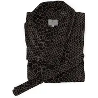 Linnick Flanel Fleece Badjas Snake - zwart/antraciet - M