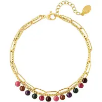 Yehwang Roestvrijstalen armband met kralen - - Armband - One size - Goud