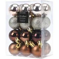 Christmas Decoration 24x stuks mini kerstballen mix herfstkleuren glans/mat/glitter kunststof diameter 3 cm - Kerstboom versiering