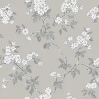 Duro Vliesbehang 679-01 - Blommor & Blad - Botanisch Grijs - 53cm x 10.05m
