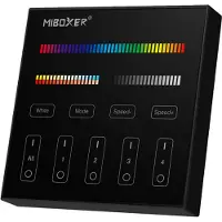 MiBoxer LED-oplossing Mi-Light RF wandbediening voor RGB- en CCT-LED-strips, 4-kanaals. Kleur: Zwart. Model: B4-B
