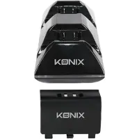 Konix Xbox One - Dubbel oplaadstation - 2 oplaadbare batterijen - LED - Zwart