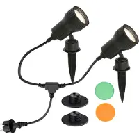 Briloner set van 2 - LED grondspies lamp Terra w. kleurfilters, zwart, Kunststof
