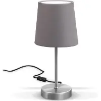 B.K.Licht Nachtlamp - met schakelaar, stoffen kap, maximaal 25W, E14 fitting, grijs