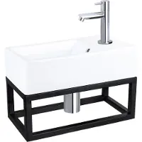 Differnz Fonteinset force keramiek en handoekrek 40x22x11.5 cm wit met rechte kraan chroom