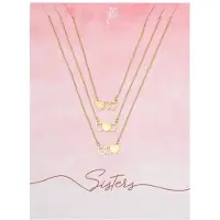 Yehwang - Sisters ketting - Stainless Steel - 3 Zusjes - Goudkleurig - 37 cm - Hartjes - Necklace