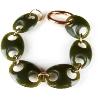 Sophie Armband Model Oval met khaki acryl schakels