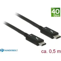 DeLOCK 84844 Thunderbolt-kabel Thunderbolt Aansluitkabel Thunderbolt (USB-C) stekker, Thunderbolt (USB-C) stekker 0.50 m Zwart
