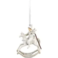 Clayre & Eef Kersthanger Hobbelpaard 20 cm Beige Kunststof Kerstdecoratie Beige Kerstdecoratie