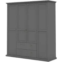 Ebuy24 Venedig kledingkast 4 deuren en 2 lades mat grijs.