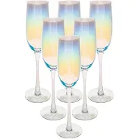 Secret De Gourmet Set van 6x champagneglazen/flutes parelmoer Fantasy 210 ml van glas - Champagneglazen