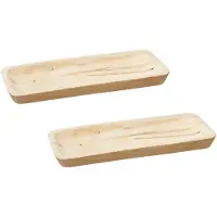 Cepewa Set van 2x stuks rechthoekig kaarsenbord/kaarsenplateau hout 40 x 3 x 17 cm - Kaarsenplateaus