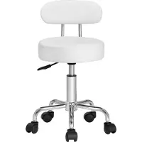 Casaria Draaikruk - Met verchroomd stalen basis - Rugleuning - Wit