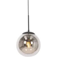 QAZQA Art Deco hanglamp zwart met smoke glas - Flore
