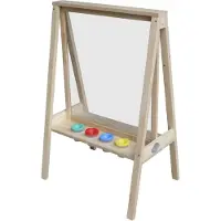 Axi Eric schildersezel van hout in Naturel Bruin - Schildertafel kind voor binnen & buiten met doek van plexiglas & 4 verfpotjes - 50x70x105cm