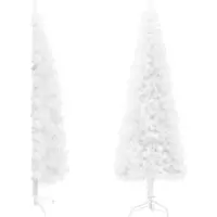vidaXL Kunstkerstboom half met standaard smal 210 cm wit