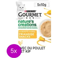 Gourmet 5x - Nature's Creations Puree Kip & Pompoen - Kattenvoer Natvoer - 5x10g