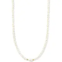 CO88 Collection 8CN-26331 Parelketting - Dames - Parel - Staal - Parel 4 x 5 mm - 40 + 5 cm Lengte - Wit /Goudkleurig
