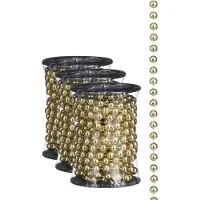 House of Seasons kralenslingers - 3x stuks - kerstboom slingers - guirlandes - goud - 500 cm - Kerstversiering kerstslingers