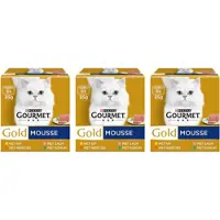 Gourmet 3x Gold - Mousse Kip, Zalm & Konijn - Kattenvoer - 8x85g