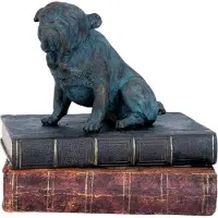 Benza Decoratie hond - Buldog - op boeken - 18 x 14 x 17 cm