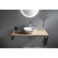 Aqualine Vega wastafelplank 124.5x45cm eiken