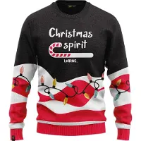 JAP Christmas Kersttrui voor kinderen (maat 134/140) - 100% Gerecycled - Kriebelt niet - Kerstcadeau - Foute Kersttrui jongens en meisjes (9/10 jaar) - Christmas spirit - Zwart