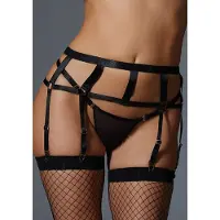 Allure Lingerie Adore Please Me Jarretel Gordel met G-string – Zwart