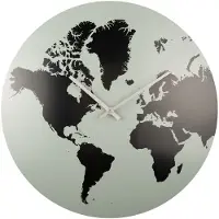 Karlsson Wandklok World Map | KARLSSON metaal grijs 39x39x4 cm wandklokken | NADUVI