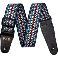P&P - Professionele Verstelbare Stevige Gitaarband - Guitar strap Band - Luxe Gitaarriem - Bas/Elektrische /Akoestische/ Klassieke Gitaar - Geborduurd Wit/Blauw/Rood