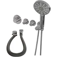 Brauer Chrome Edition thermostatische inbouw badkraan SET 02 met badvulcombinatie en 3-standen handdouche en doucheslang en wandaansluitbocht chroom
