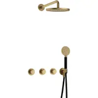 Hotbath Cobber IBS70 inbouwdouche met ronde handdouche geborsteld messing