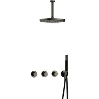 Hotbath Cobber IBS70 inbouwdouche met 15cm plafondbuis en 30cm hoofddouche verouderd ijzer