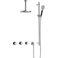 Hotbath Cobber IBS70 inbouw regendoucheset met ronde handdouche aan glijstang en 20cm ronde hoofddouche aan 15cm plafondarm chroom