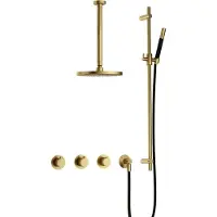 Hotbath Cobber IBS70 inbouw regendoucheset met ronde handdouche aan houder en 20cm ronde hoofddouche aan 15cm plafondarm chroom