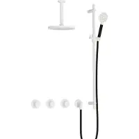 Hotbath Cobber IBS70 inbouwdouche met ronde handdouche, 15cm plafondbuis en glijstang wit mat