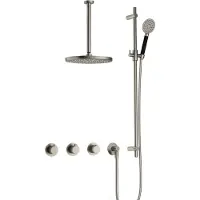 Hotbath Cobber IBS70 inbouwdouche met ronde handdouche, 30cm plafondbuis, 30cm hoofddouche en glijstang geborsteld nikkel