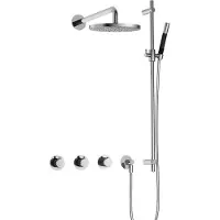 Hotbath Cobber IBS70 inbouw regendoucheset met staafhanddouche aan houder en 30cm ronde hoofddouche aan 30cm plafondarm geborsteld messing PVD