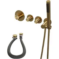 Brauer Gold Edition inbouw badkraan met badvulcombinatie en staafhanddouche geborsteld messing PVD