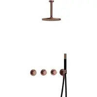 Hotbath Cobber IBS70 inbouwdouche met 15cm plafondbuis geborsteld koper PVD