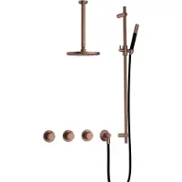 Hotbath Cobber IBS70 inbouwdouche met 30cm plafondbuis en glijstang geborsteld koper PVD