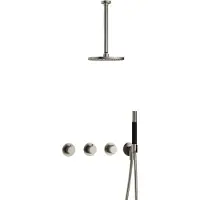 Hotbath Cobber IBS70 inbouwdouche met 30cm plafondbuis geborsteld nikkel