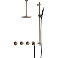 Hotbath Cobber IBS70 inbouwdouche met 30cm plafondbuis en glijstang verouderd messing