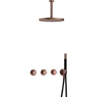 Hotbath Cobber IBS70 inbouwdouche met 15cm plafondbuis en 30cm hoofddouche geborsteld koper PVD