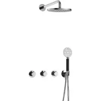 Hotbath Cobber IBS70 inbouw regendoucheset met ronde handdouche aan houder en 20cm ronde hoofddouche aan 40cm wandarm chroom