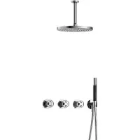 Hotbath Cobber @Work IBSW70 inbouw regendoucheset met staafhanddouche aan houder en 30cm ronde hoofddouche aan 15cm plafondarm chroom