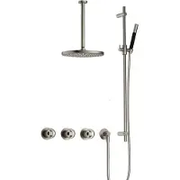 Hotbath Cobber@Work IBSW70 inbouwdouche met 30cm plafondbuis, 30cm hoofddouche en glijstang nikkel geborsteld