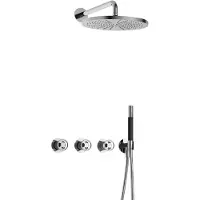 Hotbath Cobber @Work IBSW70 inbouw regendoucheset met staafhanddouche aan houder en 30cm ronde hoofddouche aan 40cm wandarm chroom