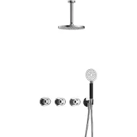 Hotbath Cobber @work IBSW70 Inbouw Doucheset Met 2 Stopkranen Met Ronde Handdouche En Plafondbuis 15 Cm - Chroom - Kranen, Douchekranen, Douchesets, - Kranen, Douchekranen, Douchesets, Inbouw
